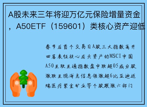A股未来三年将迎万亿元保险增量资金，A50ETF（159601）类核心资产迎低位布局窗口期