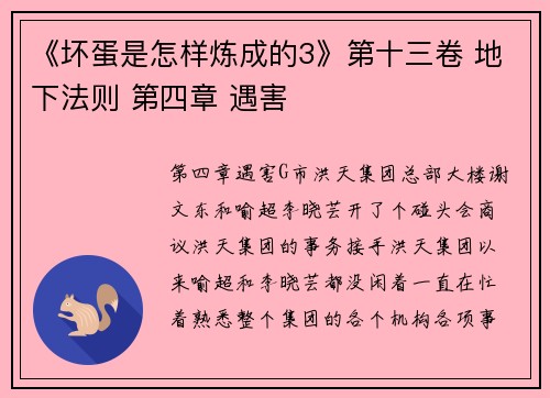 《坏蛋是怎样炼成的3》第十三卷 地下法则 第四章 遇害