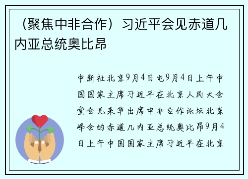 （聚焦中非合作）习近平会见赤道几内亚总统奥比昂